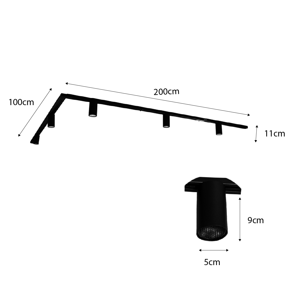 Modern Track Lighting System with 5 Spotlights Dark Bronze 1-Phase GU10 35mm - Iconic Ruby