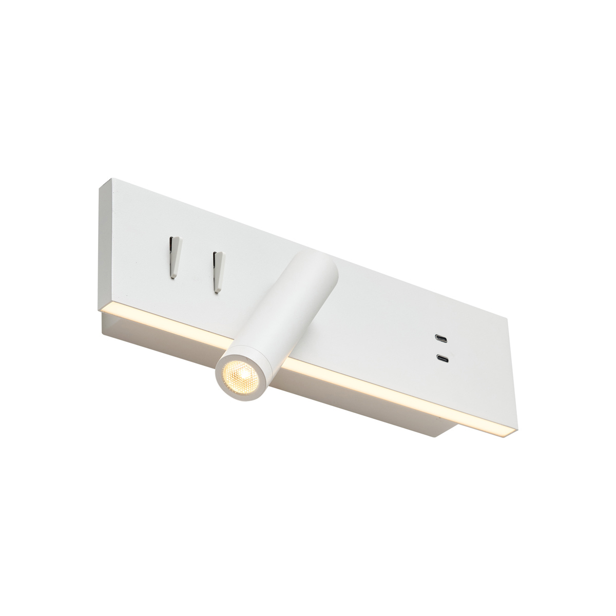 Lámpara de pared moderna blanca ajustable con USB-C incl. LED - Modric