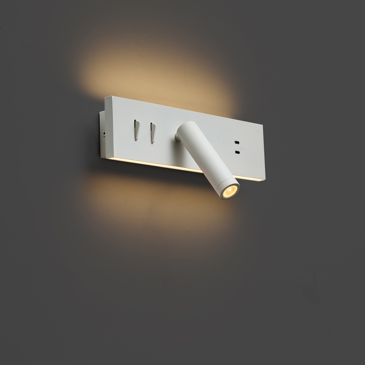 Lámpara de pared moderna blanca ajustable con USB-C incl. LED - Modric