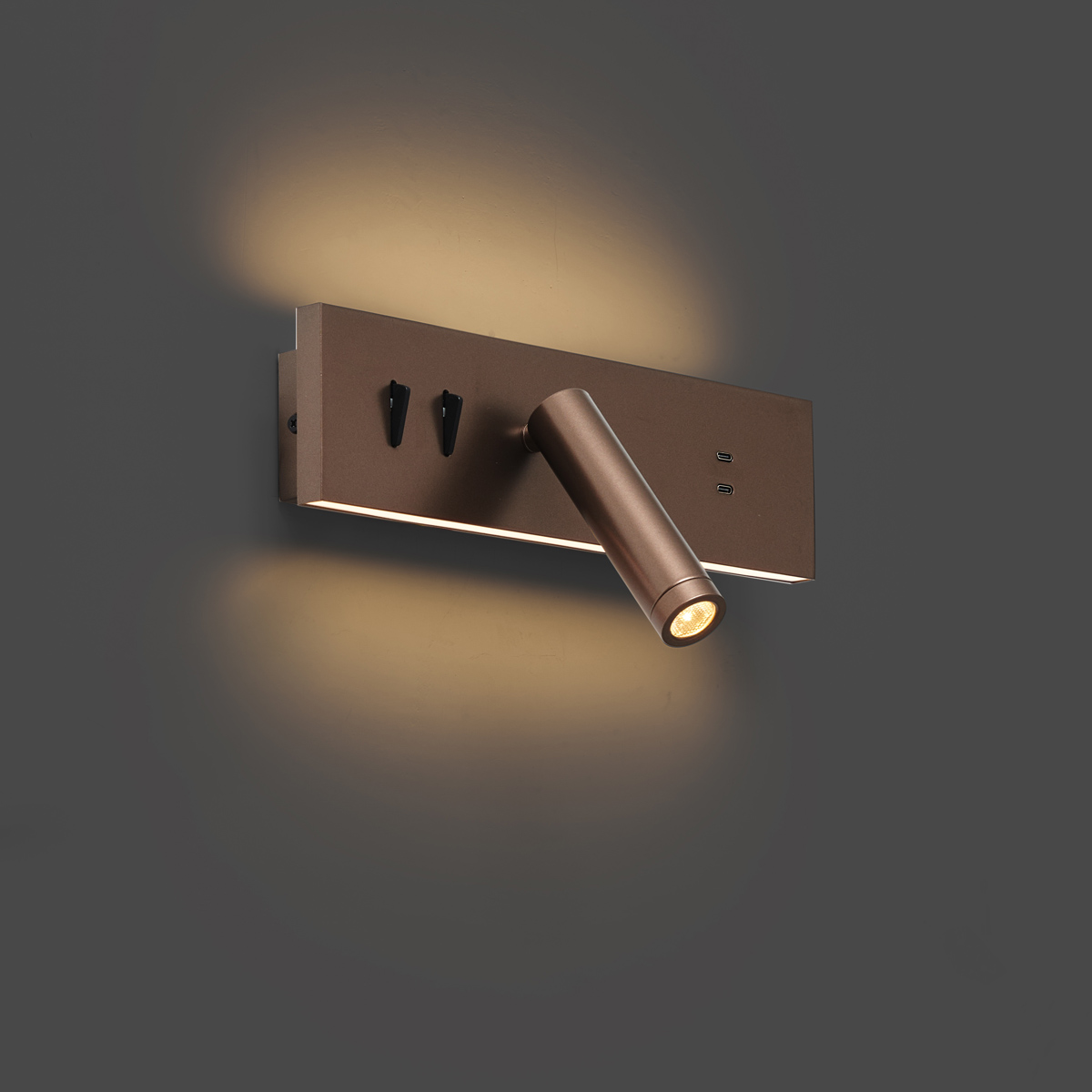 Modern Wall Lamp Dark Bronze Adjustable with USB-C incl. LED - Modric