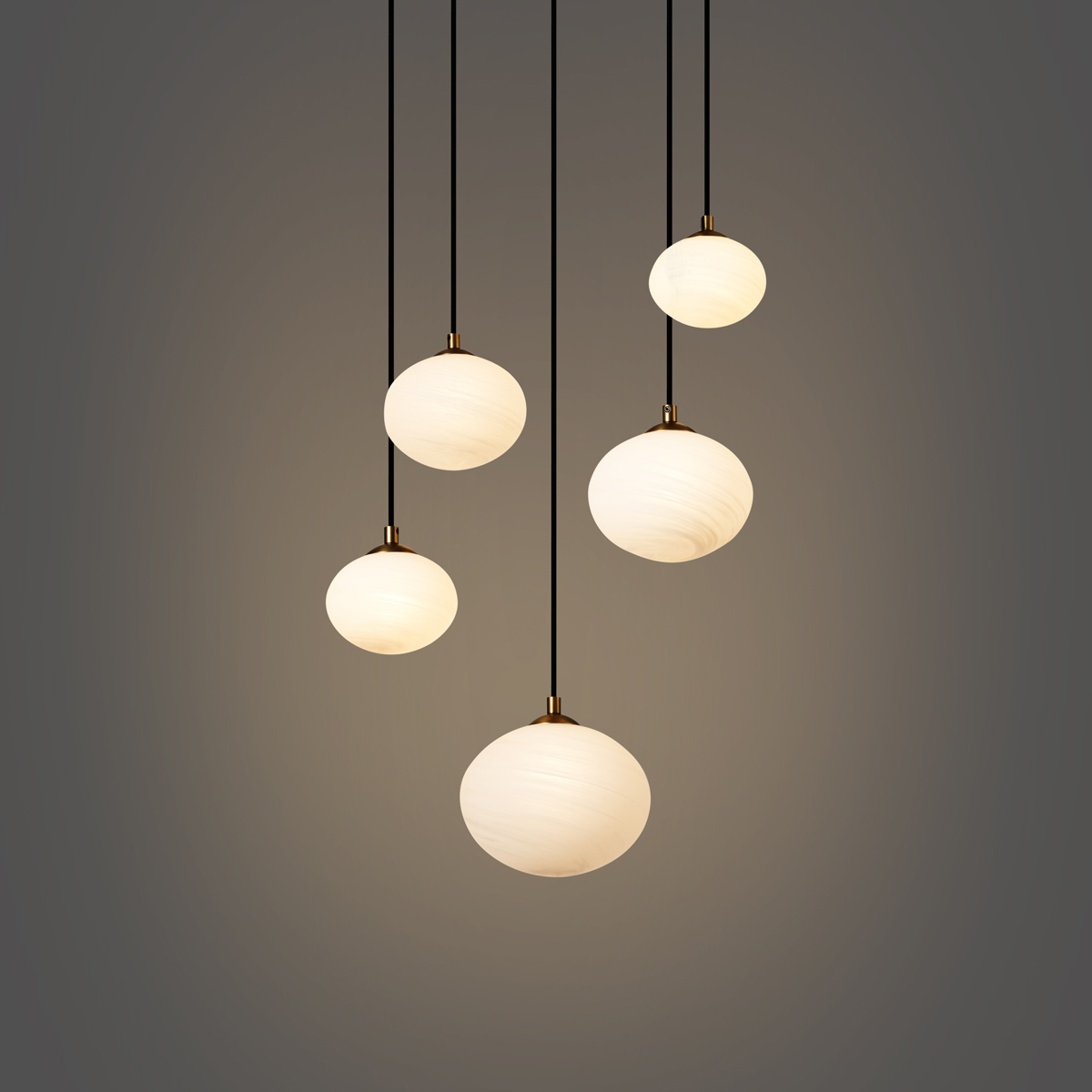 Lampada a sospensione Art Déco oro con vetro opale 5 luci - Yani