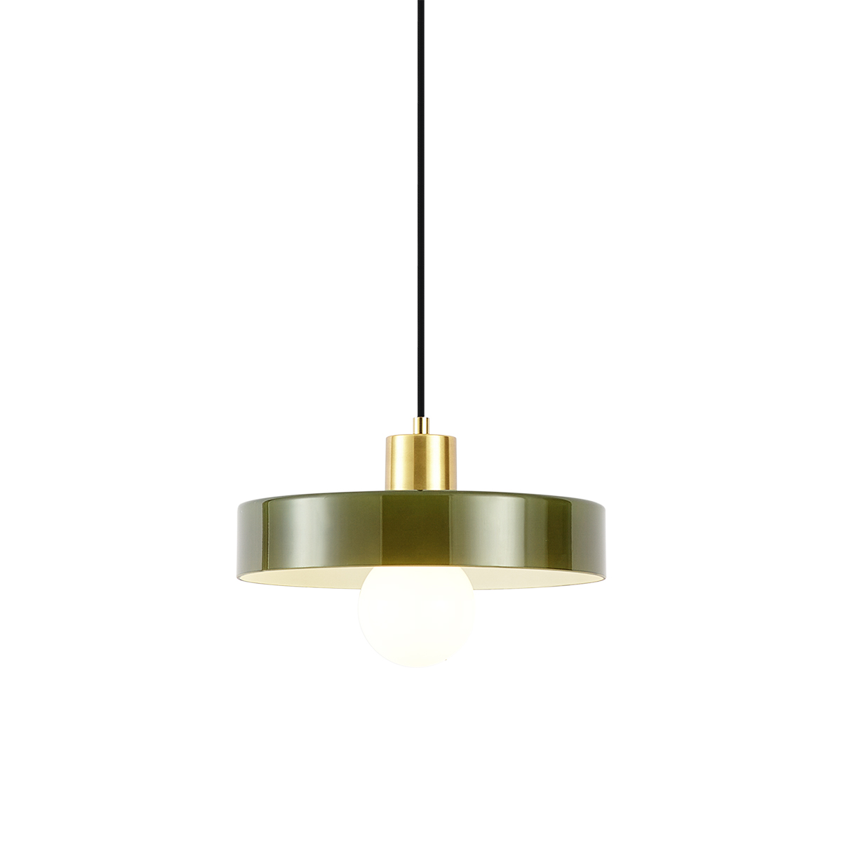 Retro závesná lampa zlatá so zeleným sklom - Jina