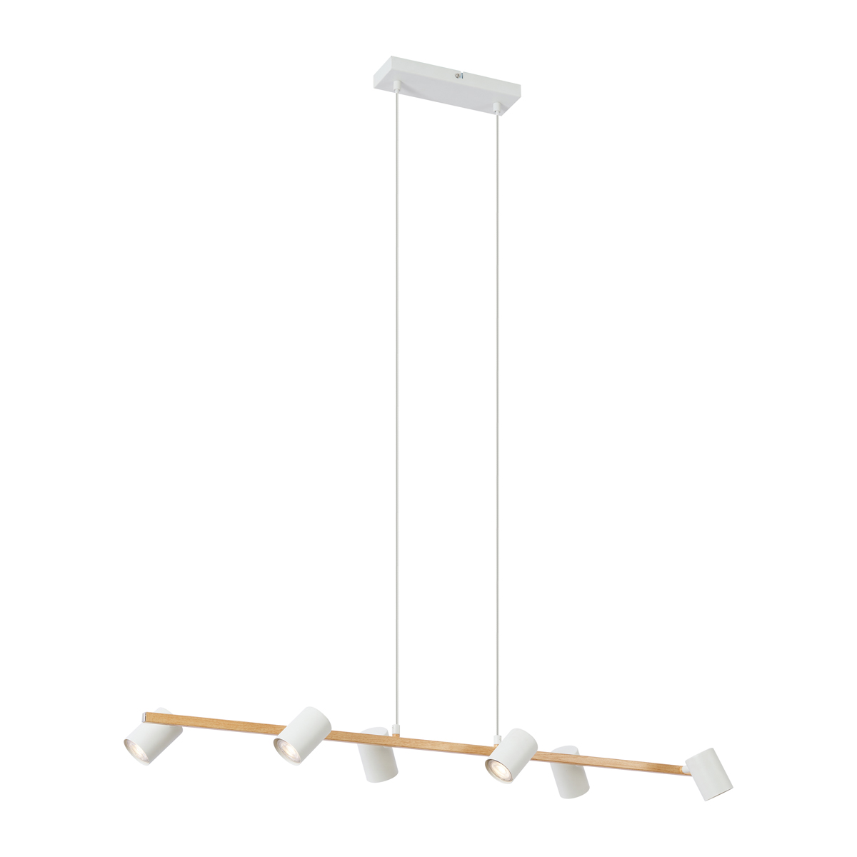 Modern függőlámpa fa mintázattal, fehér, 6-lámpás - Jeana Straight