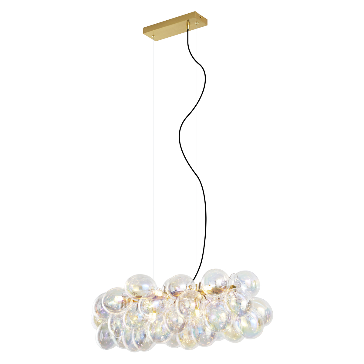 Lampă suspendată de design aurie cu sticlă curcubeu cu 8 lumini - Uvas