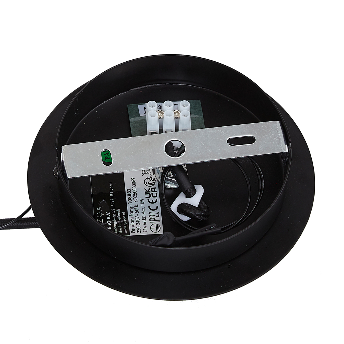 Suspension design noire avec verre fumé rond 6 lumières - Mochan