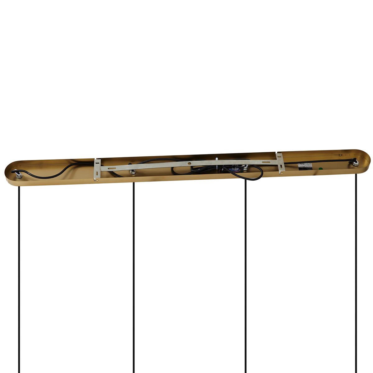 Suspension bronze avec verre fumé ambré et vert rectangulaire 4 lumières - Bao