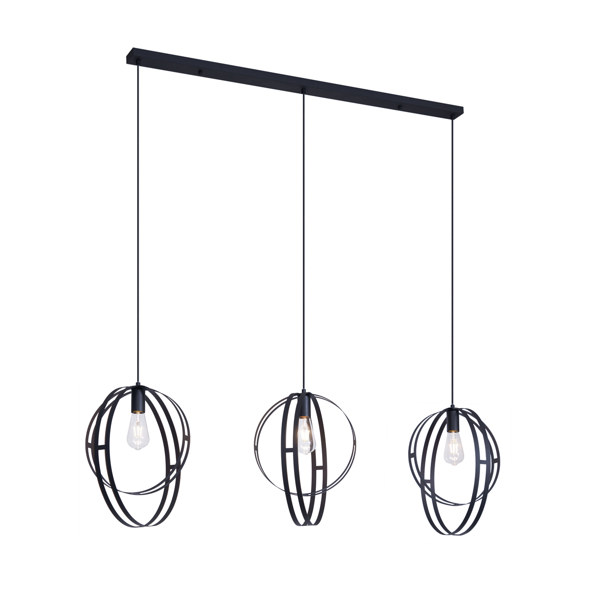 Design függőlámpa fekete téglalap alakú 3-lámpás - Indu