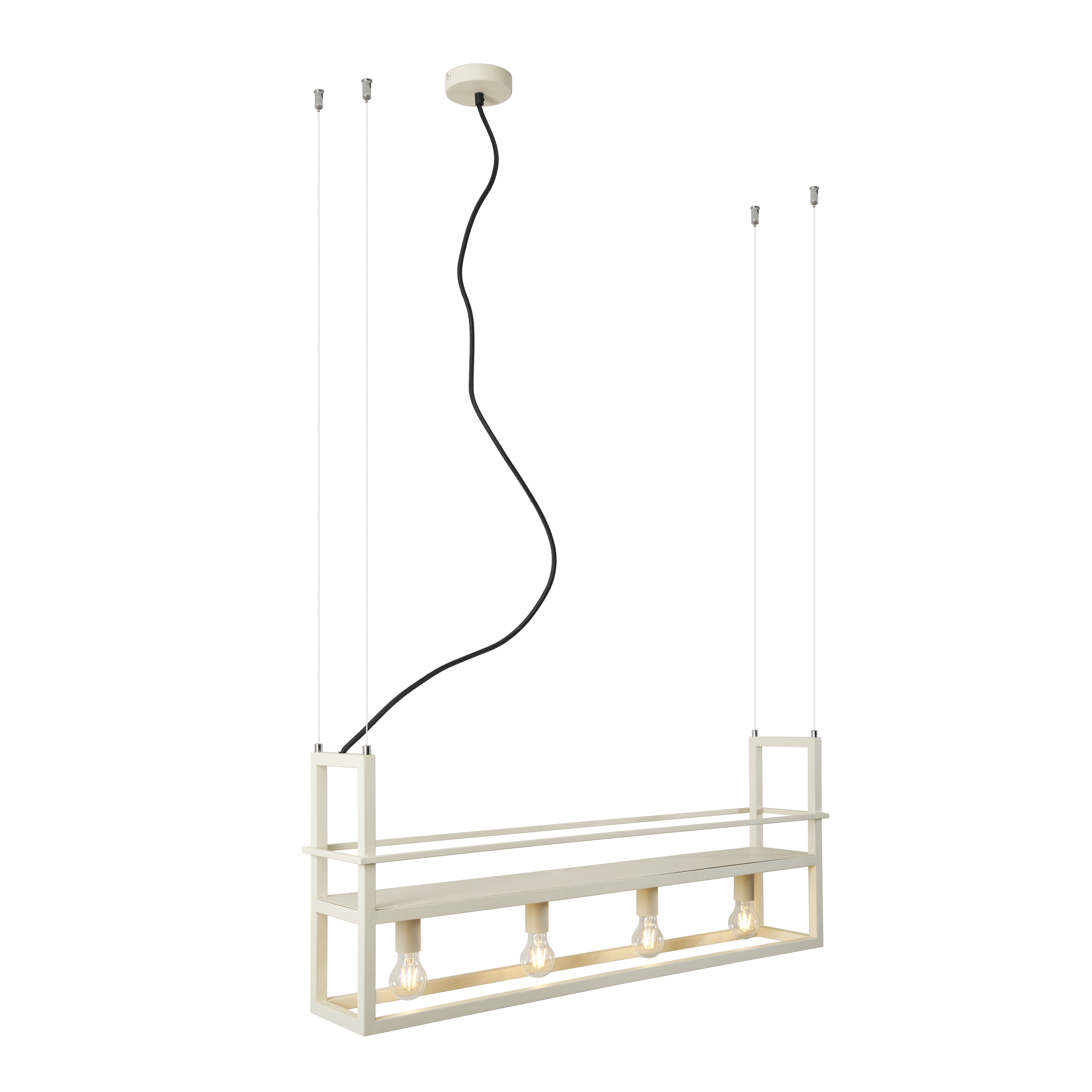 Lampă suspendată industrială bej cu 4 lumini - Cage Rack