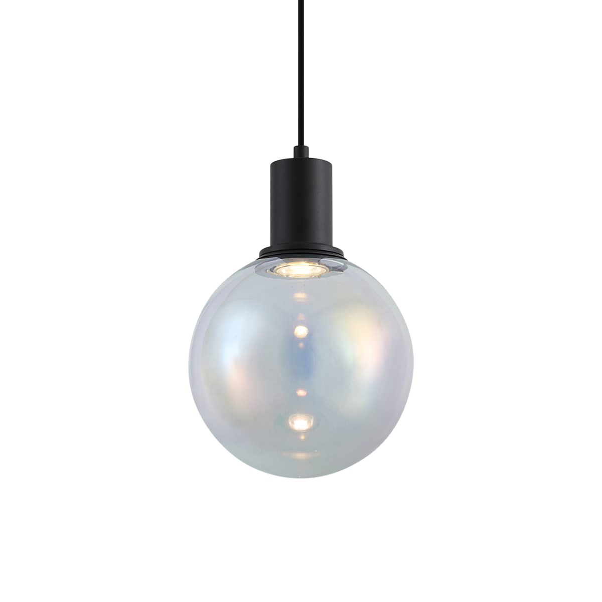 Design függőlámpa fekete szivárványos üveggel 20 cm - Mallon