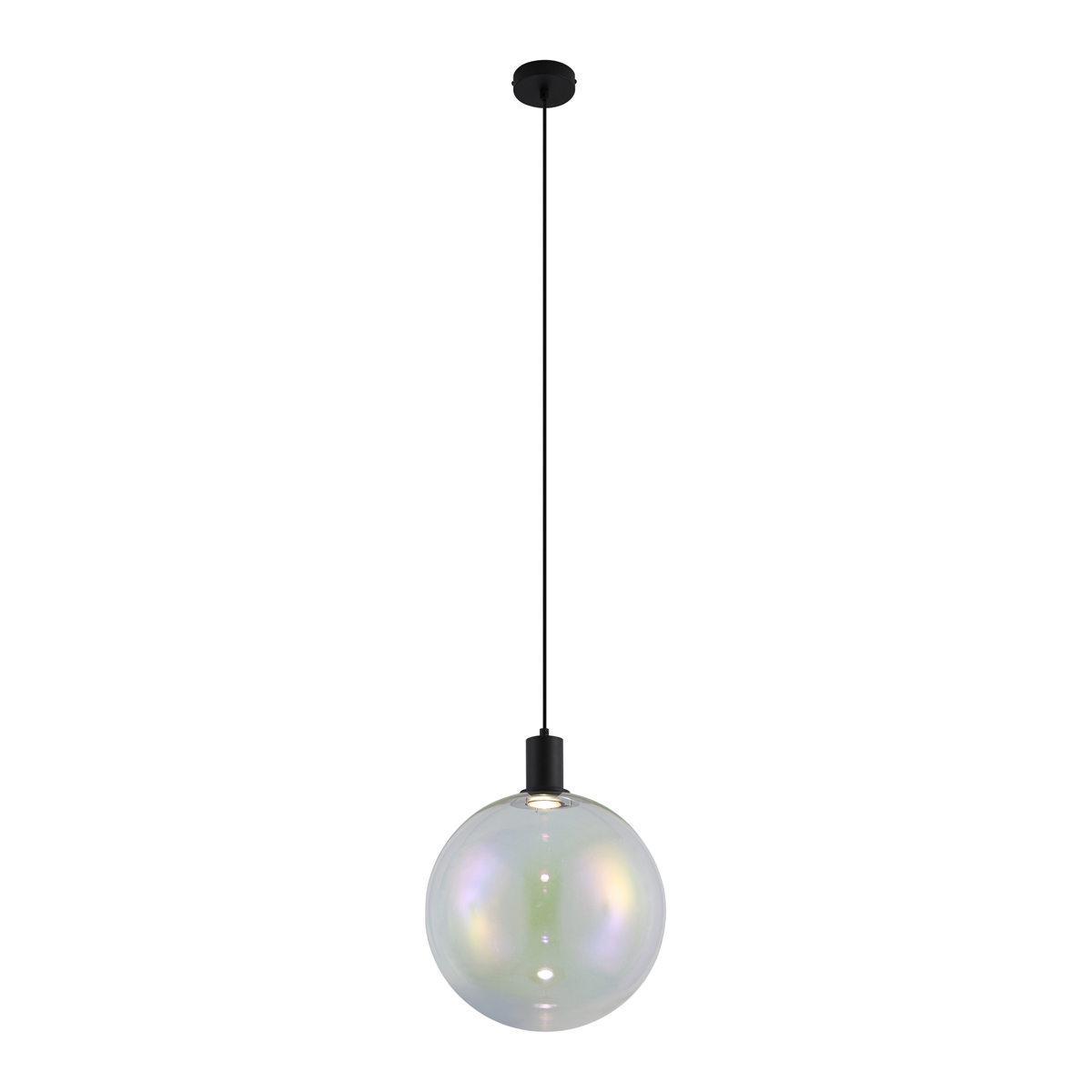 Designové závěsné svítidlo černé s duhovým sklem 35cm - Mallon – QAZQA