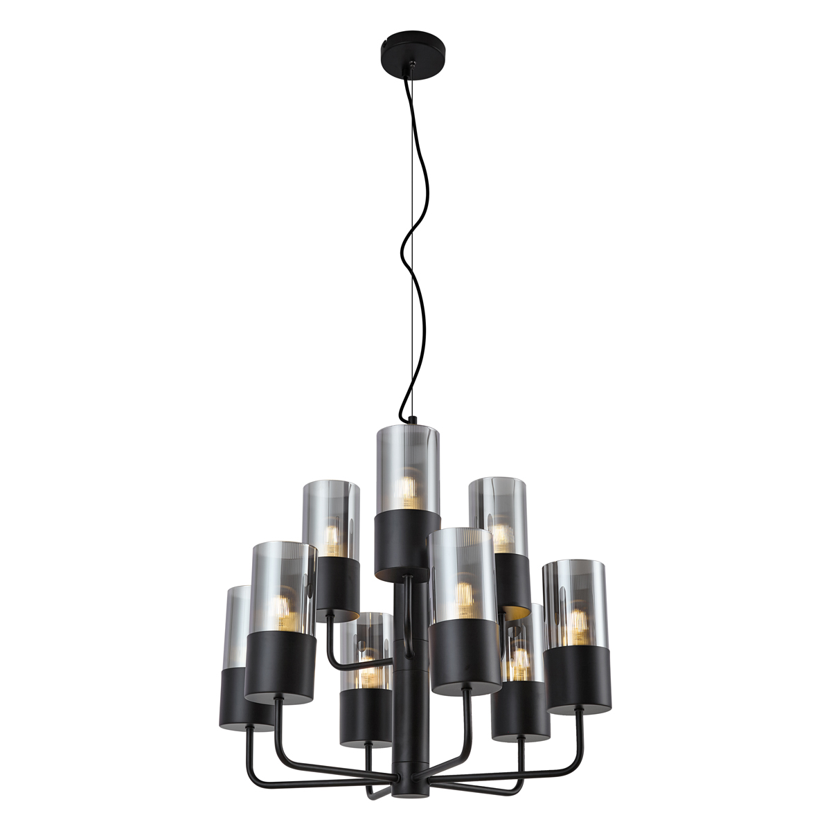 Modern csillár fekete füstüveggel, 9 ágú - Laura