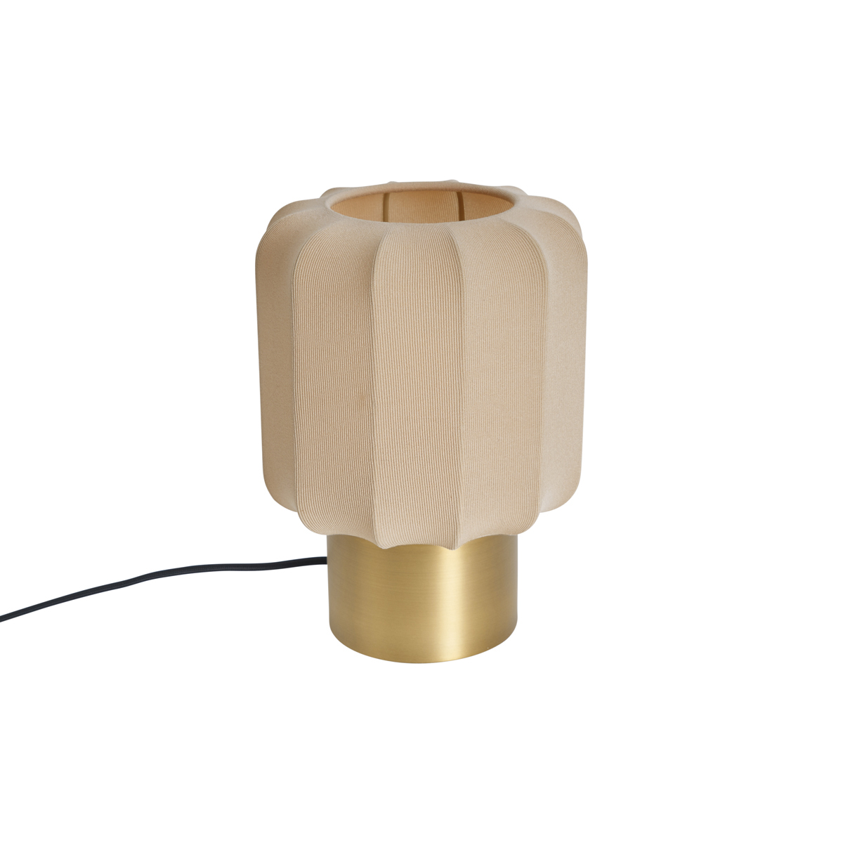 Lámpara de mesa Japandi dorada con pantalla beige - Pluni
