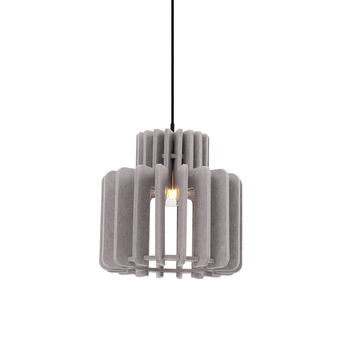 Lampă suspendată retro neagră cu abajur gri-maroniu - Felt