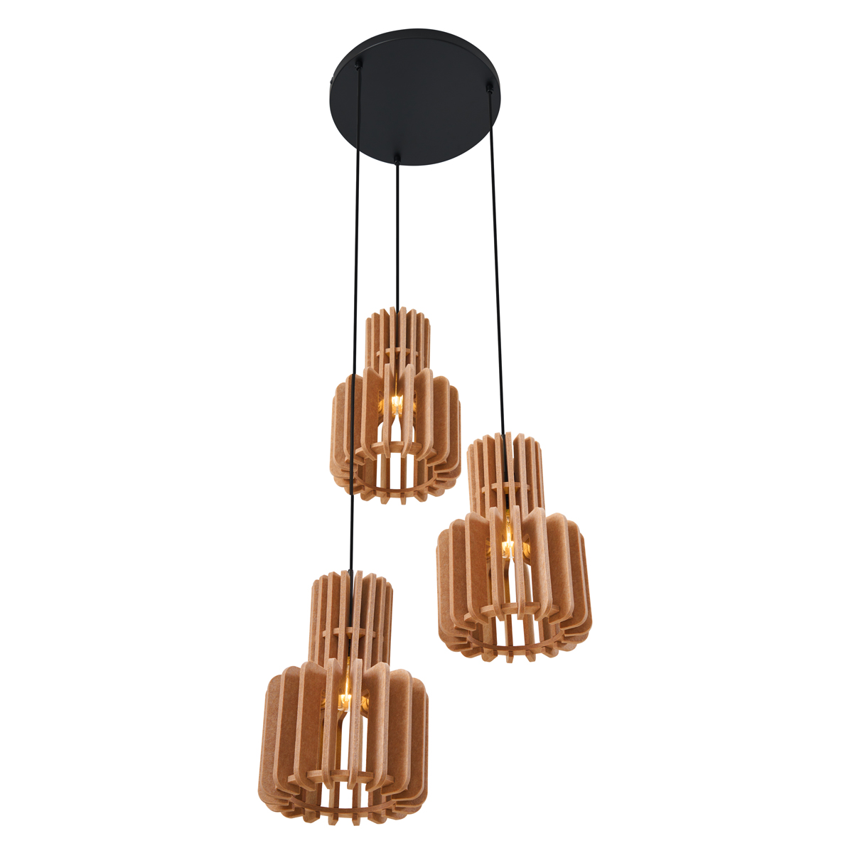 Lampada a sospensione retrò nera con arancione 3 luci - Felt
