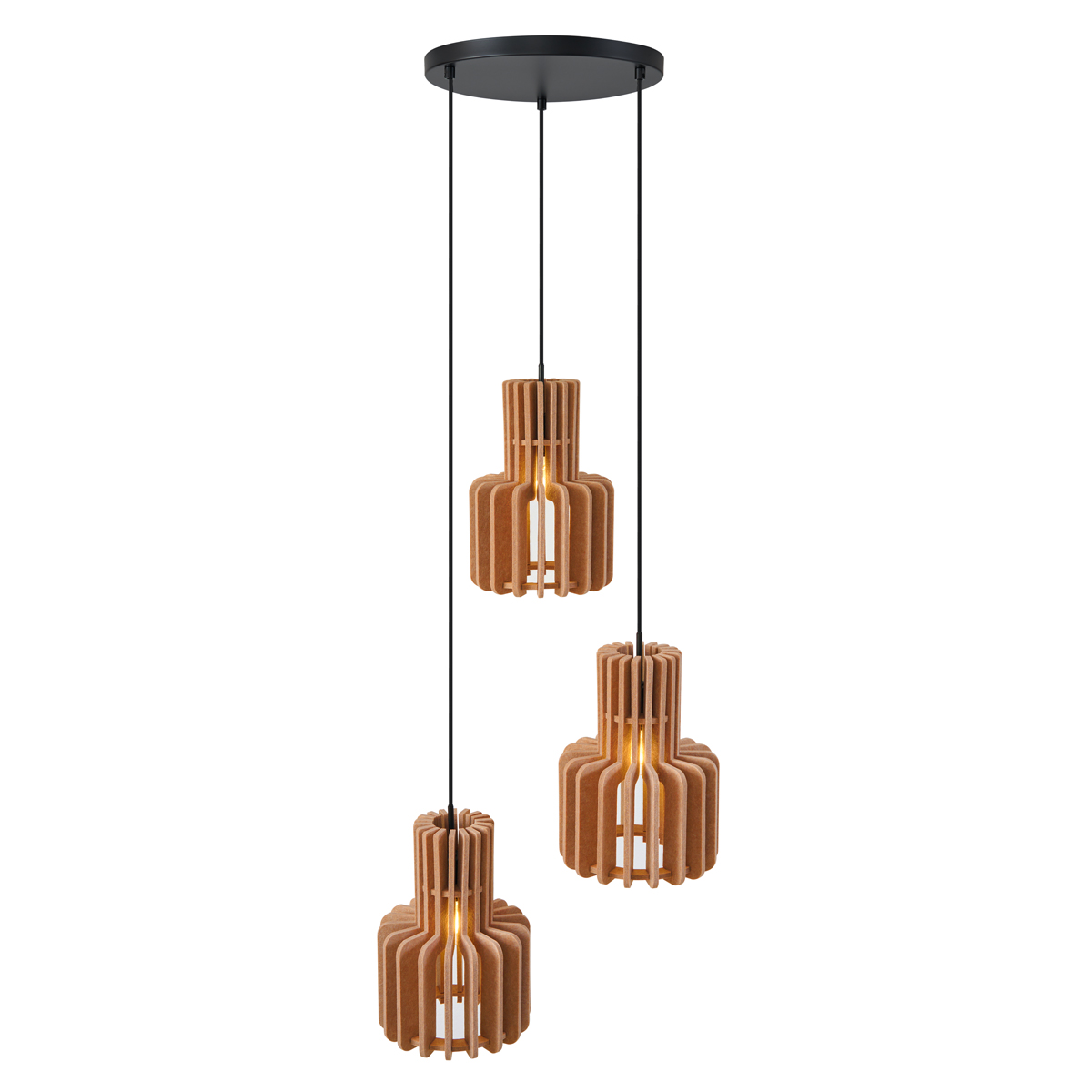 Lampada a sospensione retrò nera con arancione 3 luci - Felt