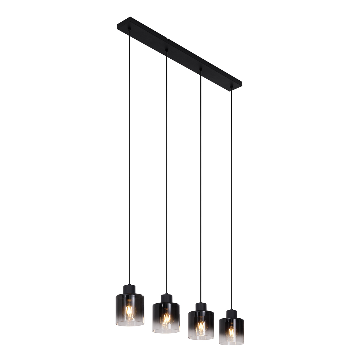 Lampă modernă pandantiv neagră cu sticlă fumuriu 4 lumini - Dame