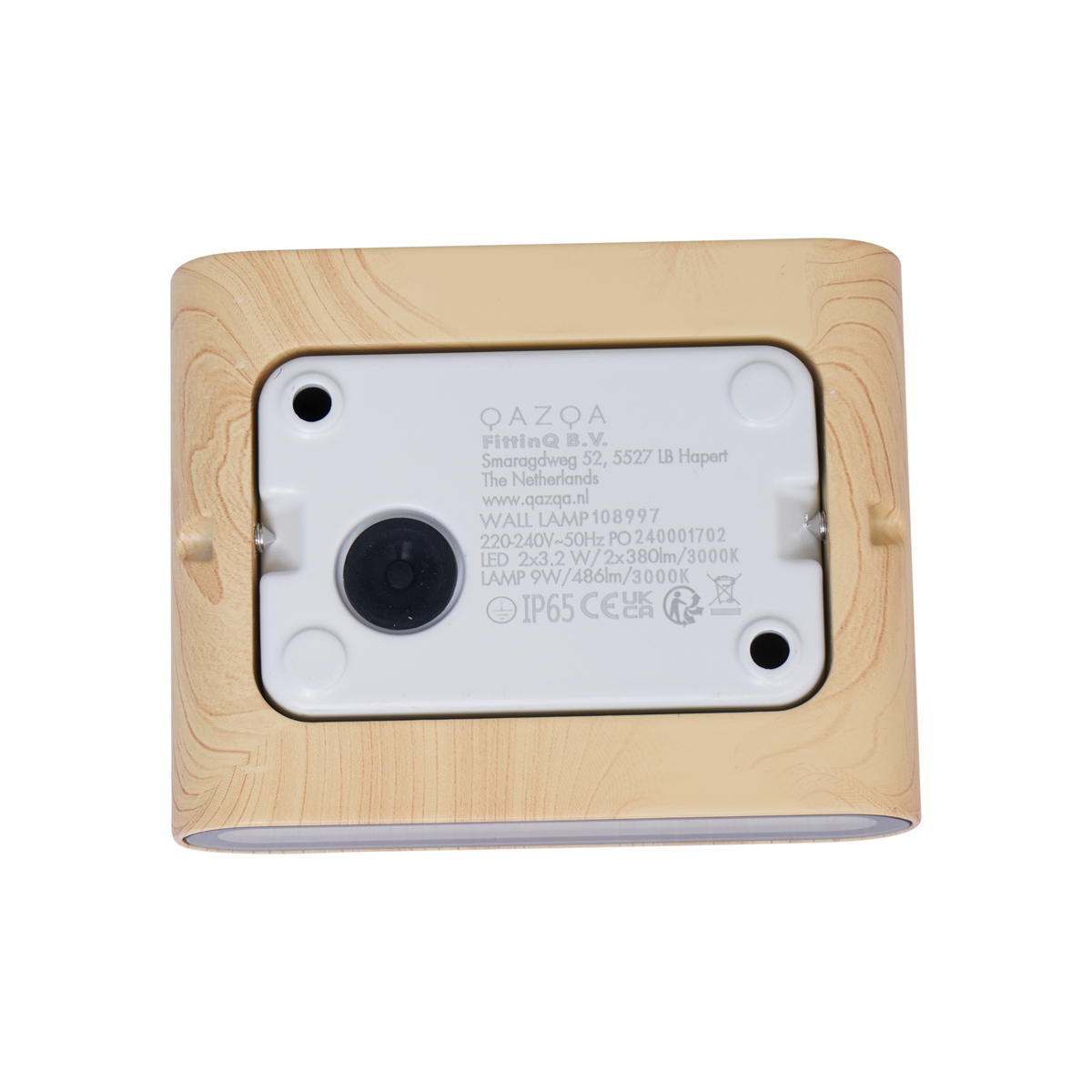 Applique murale d'extérieur scandinave imprimée bois 11,5 cm avec LED IP65 - Batt