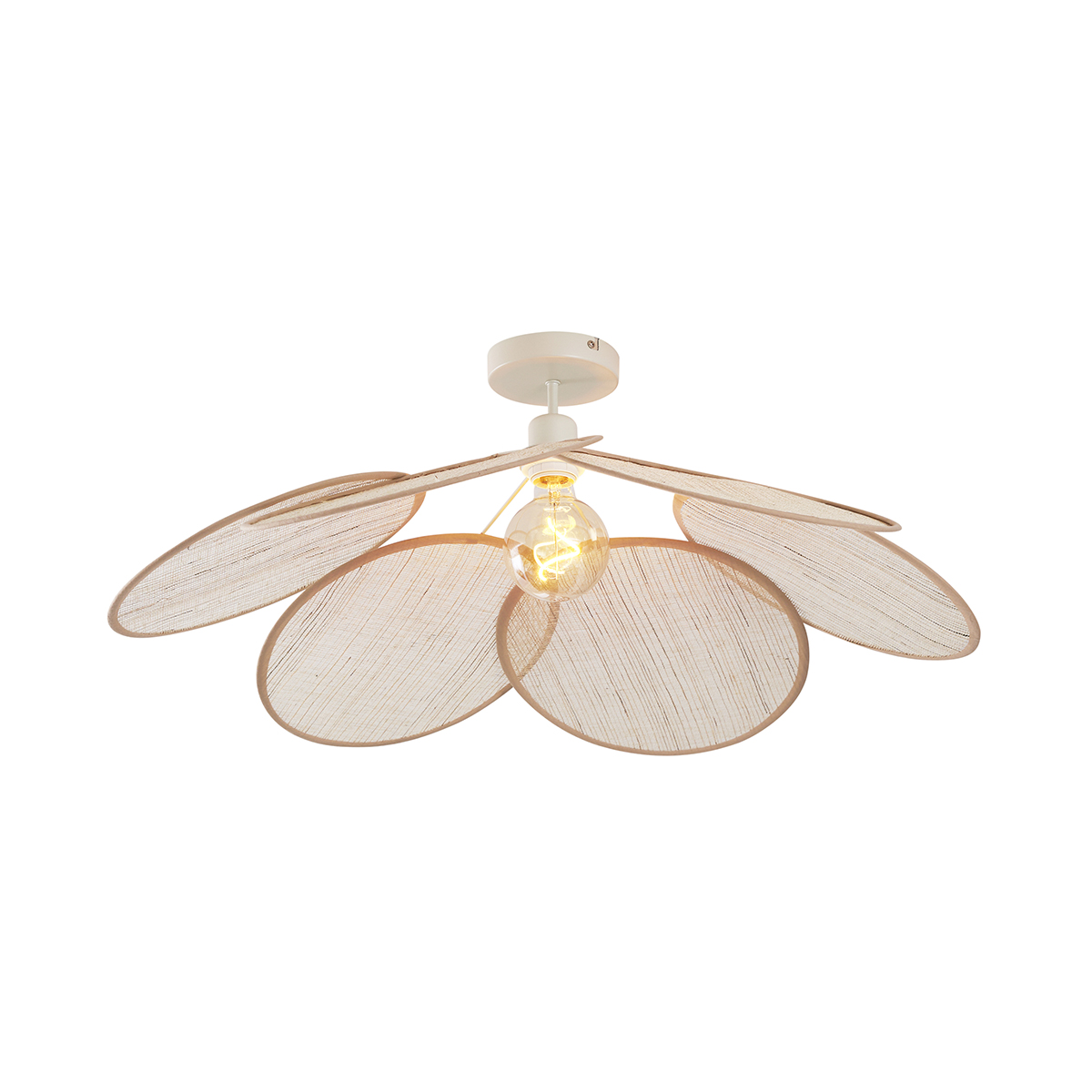 Japandi stropné svietidlo krémové s ľanovým tienidlom - Aisha