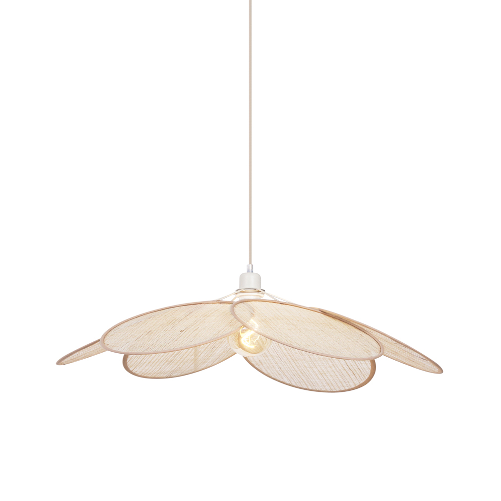 Japandi závesná lampa krémová s ľanovým tienidlom - Aisha Japandi závesná lampa krémová s ľanovým tienidlom - Aisha