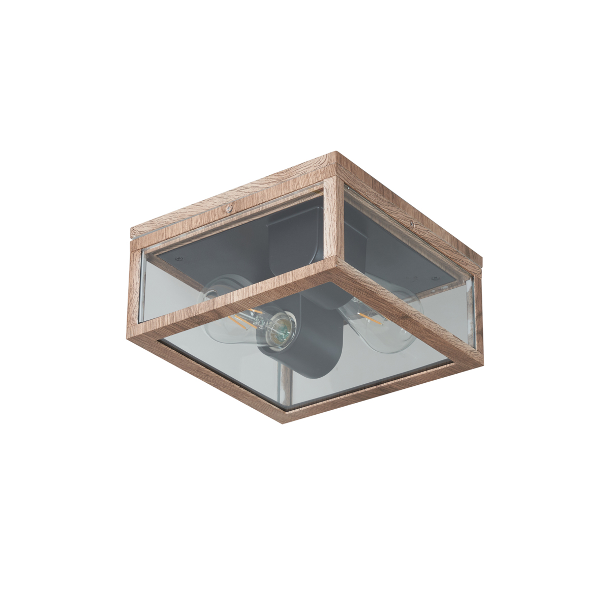 Lámpara de techo industrial con estampado de madera IP44 2-luces - Charlois