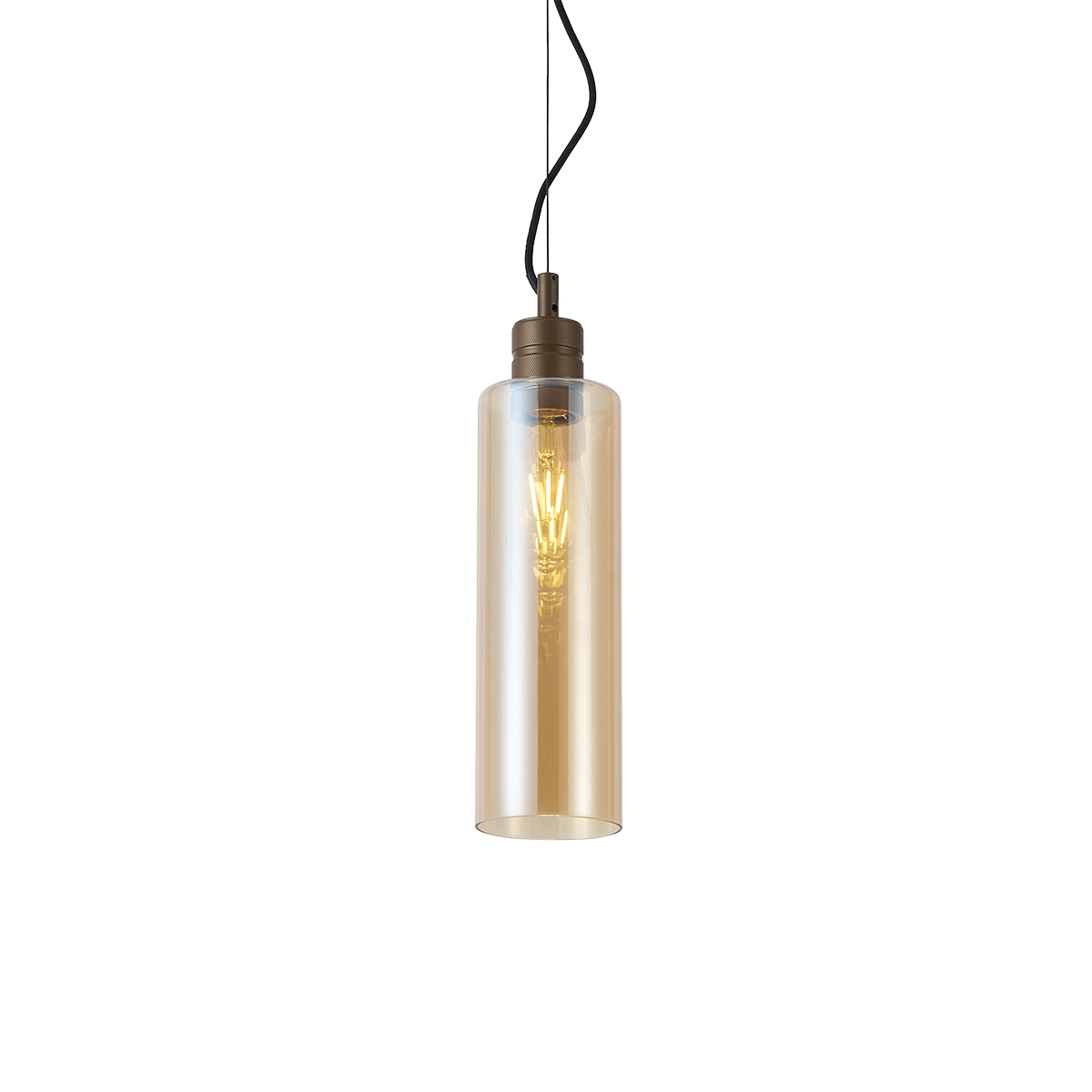 Hotel Chic függőlámpa sötét bronz színben borostyán üveggel - Stavelot