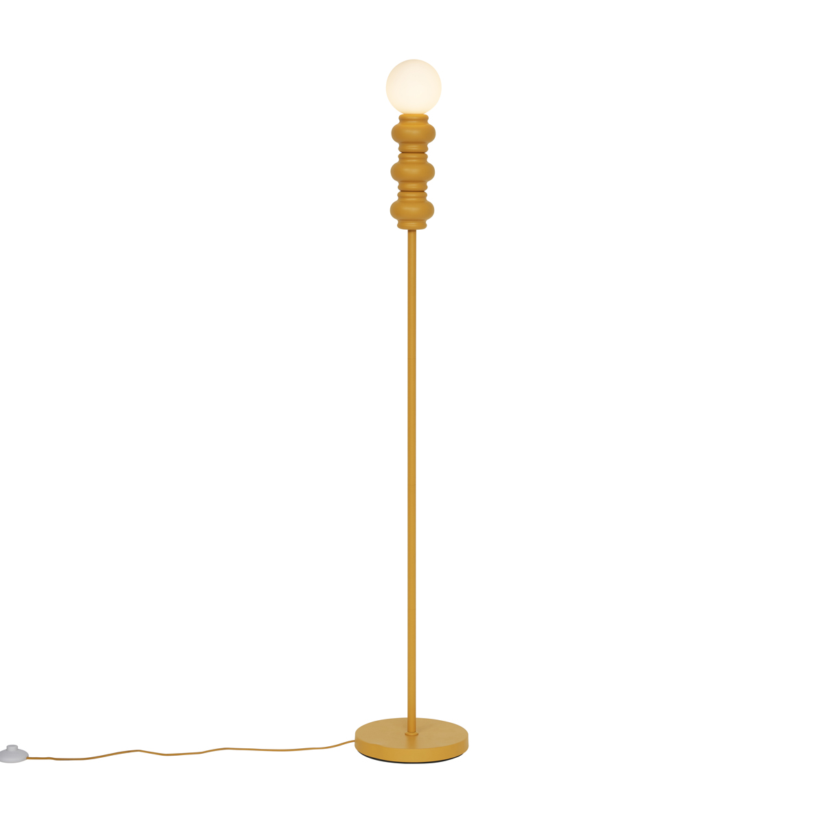 Retro stojacia lampa horčicovo žltá s matným sklom - Fedde