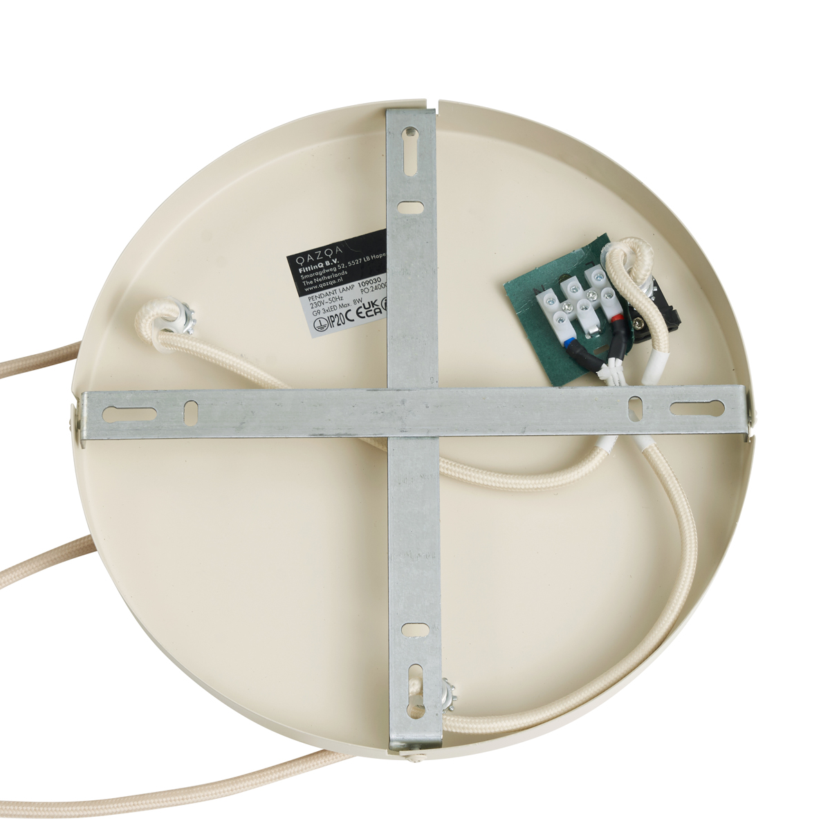 Suspension rétro beige avec verre dépoli 3 lumières - Fedde