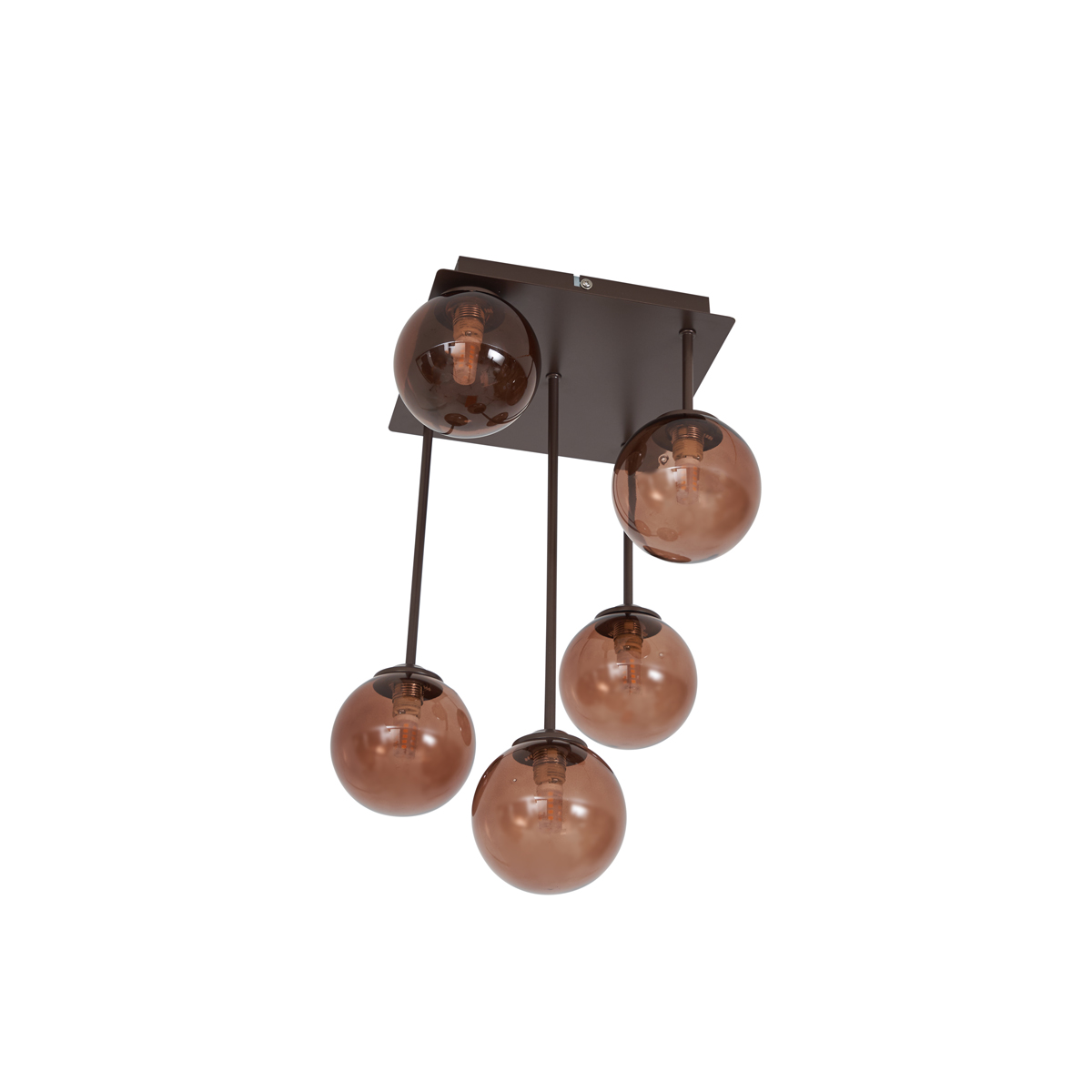 Plafonnier design bronze avec verre bronze 5 lumières - Athènes