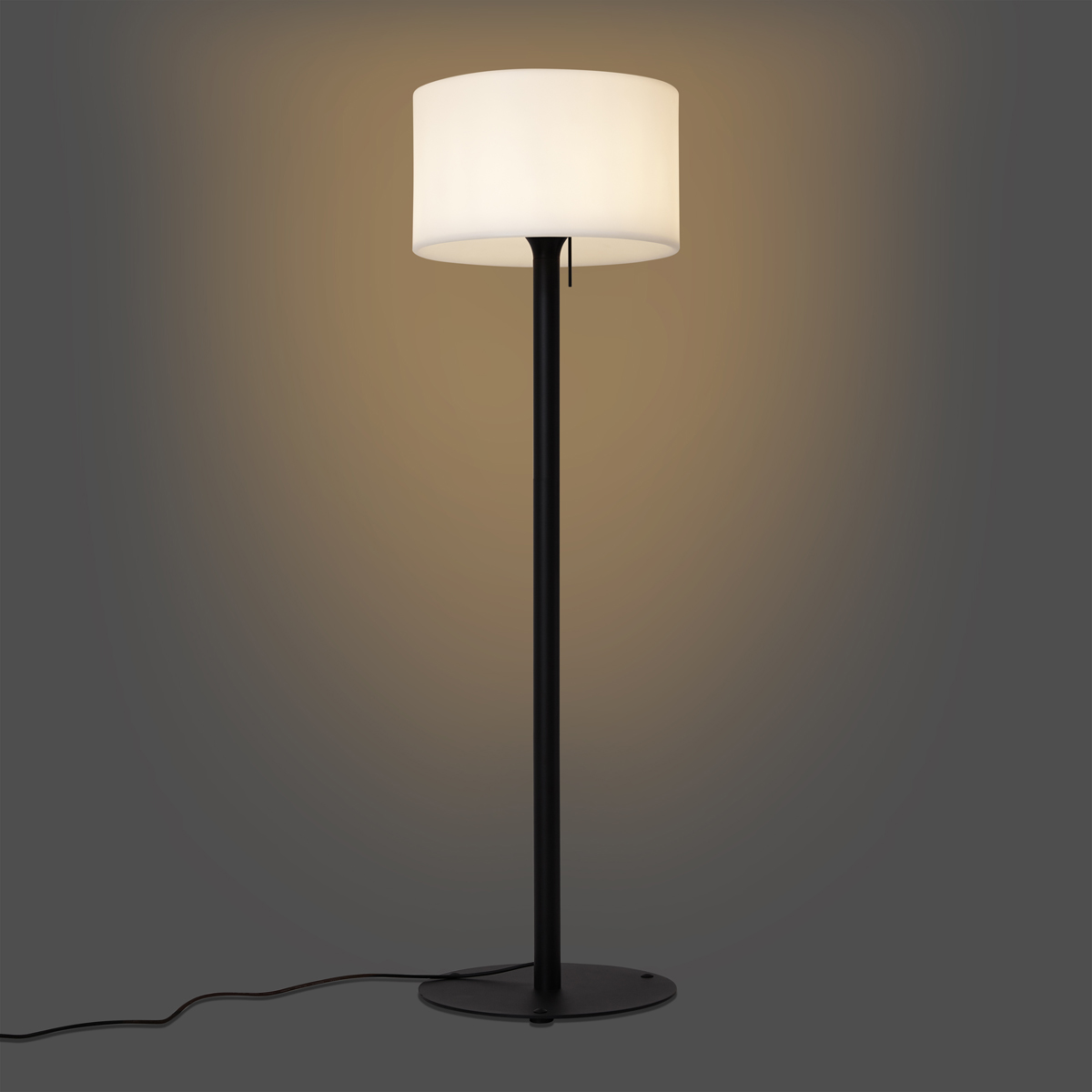 Modern Outdoor Floor Lamp Black with White Shade IP44 - Mississippi