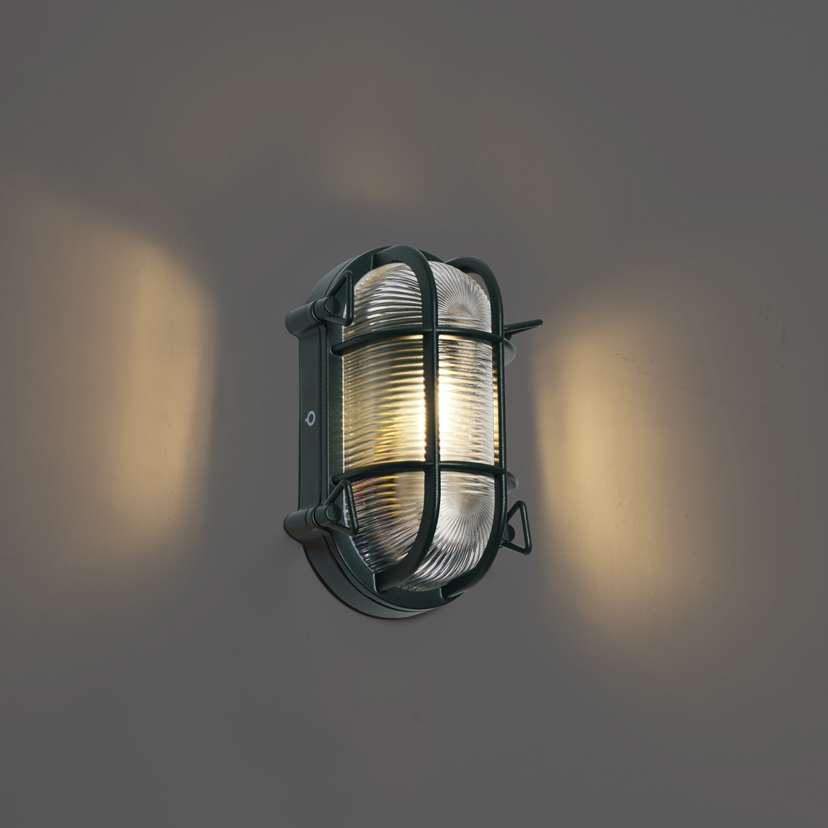 Lampada da parete e da soffitto per esterni verde scuro ovale IP44 - Noutica