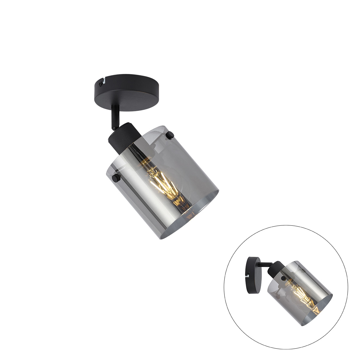 Design fali spotlámpa fekete füstüveggel - Domo