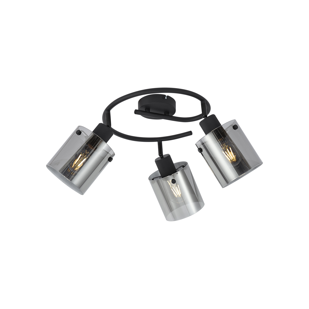 Design mennyezeti spotlámpa fekete füstüveggel, kerek, 3-lámpás - Domo