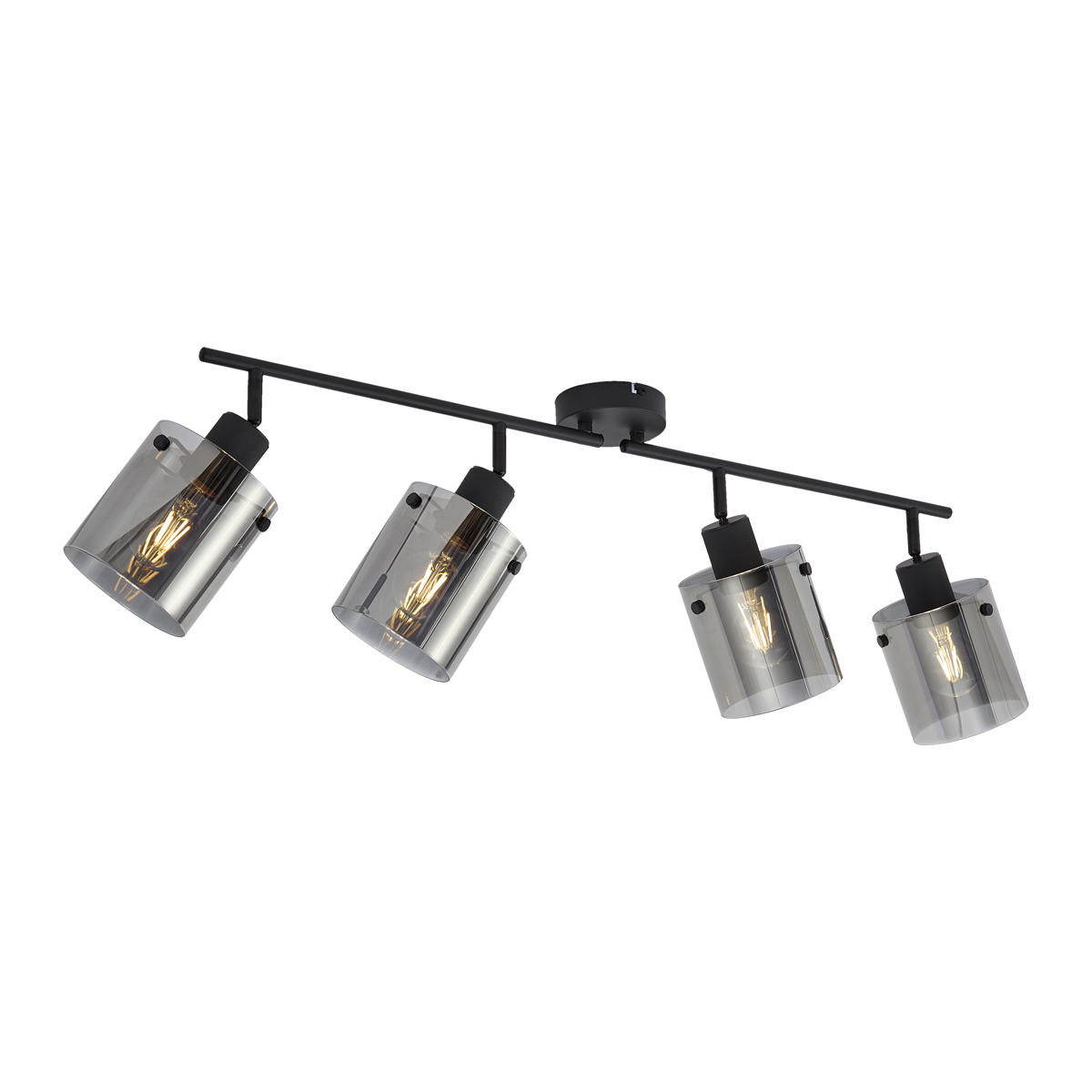 Design mennyezeti spotlámpa fekete füstüveggel 4-lámpás - Domo