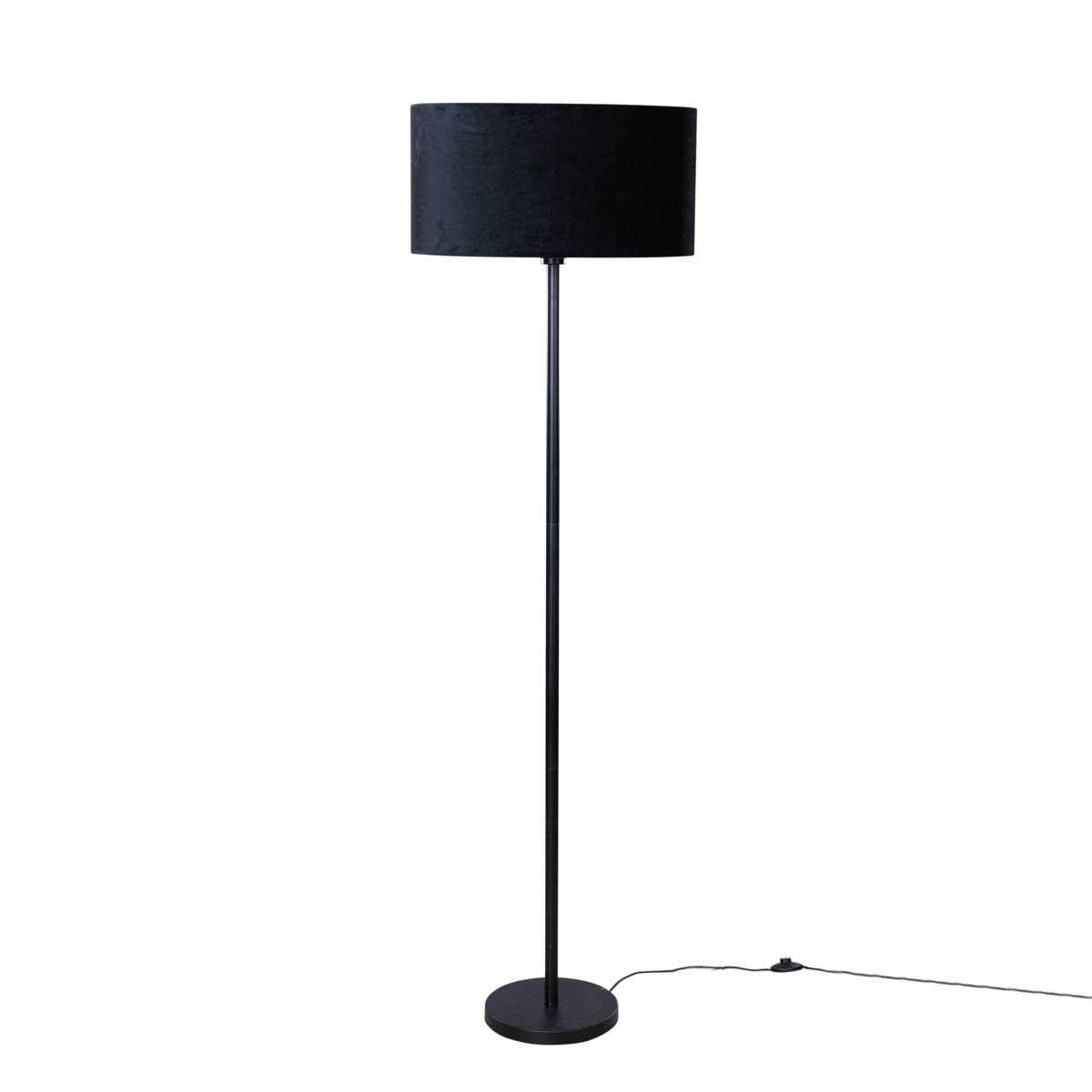 Lámpara de pie negra con pantalla de terciopelo ovalada 50 cm - Simplo