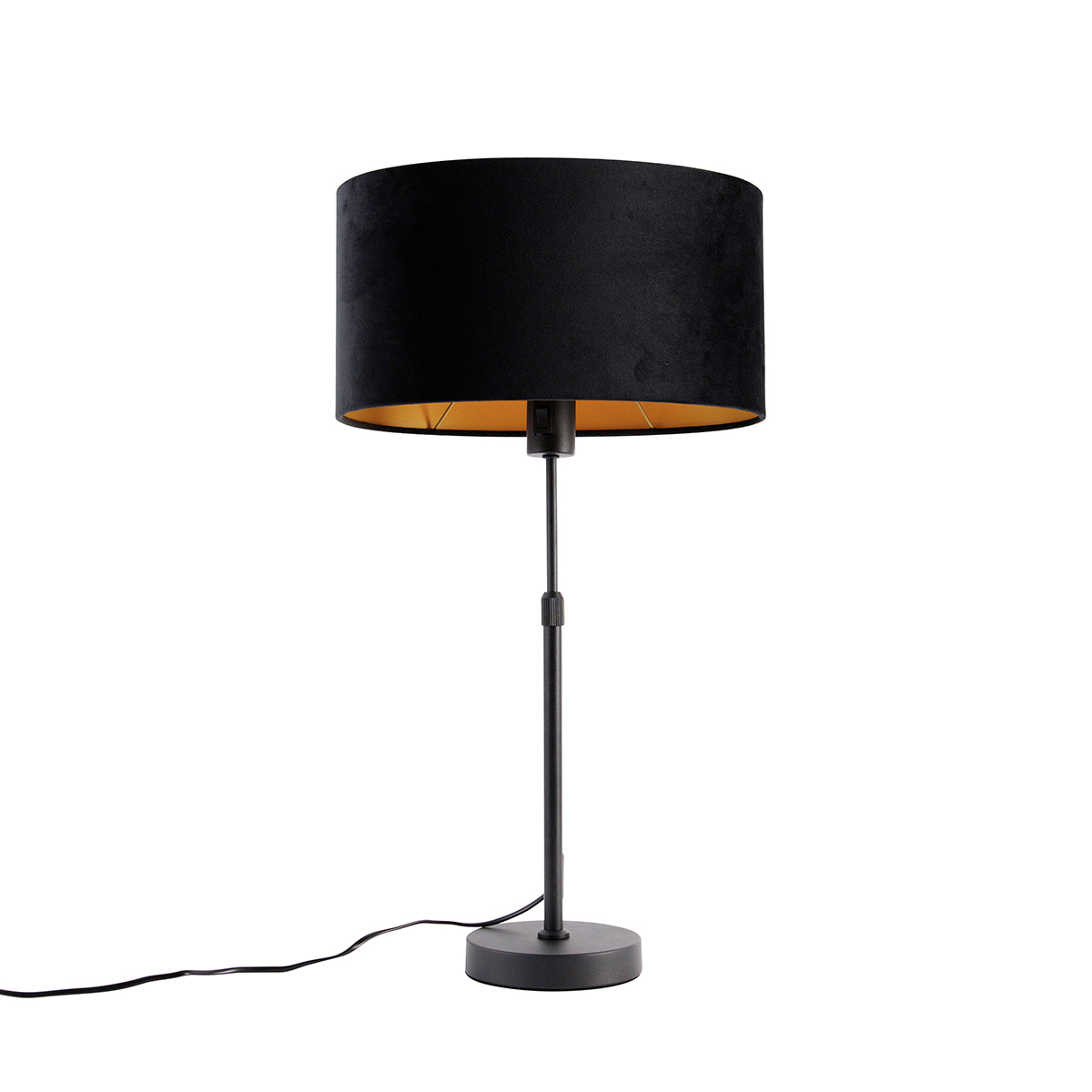Lampă de masă neagră cu abajur oval din catifea neagră 35cm - Parte