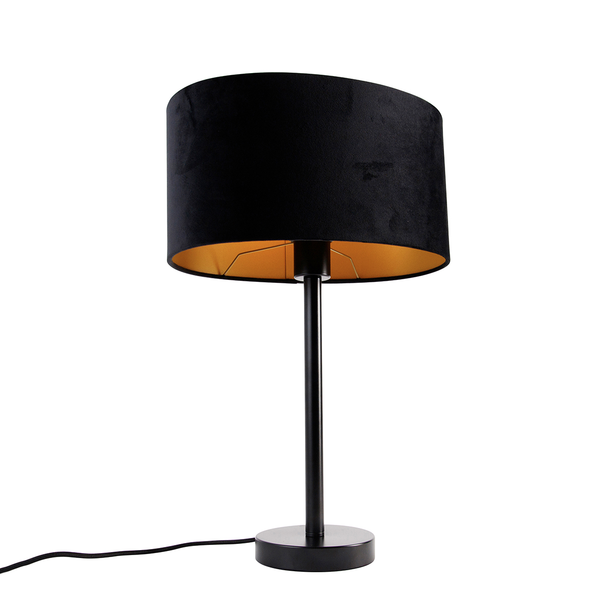 Lampada da Tavolo Nera con Paralume Ovale in Velluto Nero 35cm - Simplo