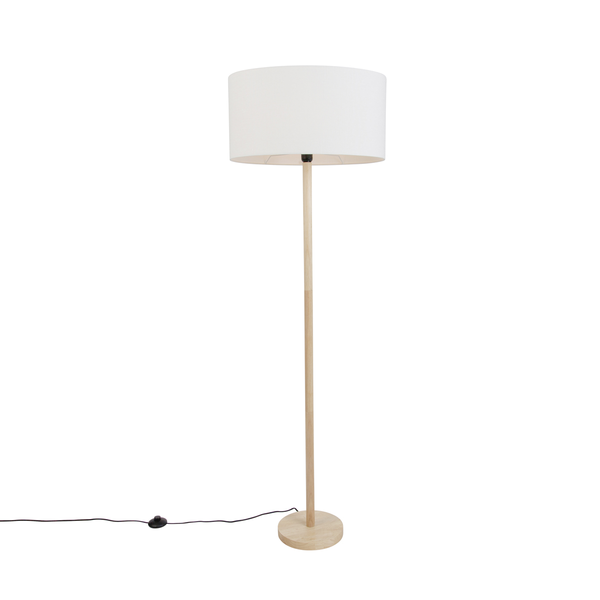 Fa állólámpa ovális vászonernyővel, fehér, 50 cm - Mels