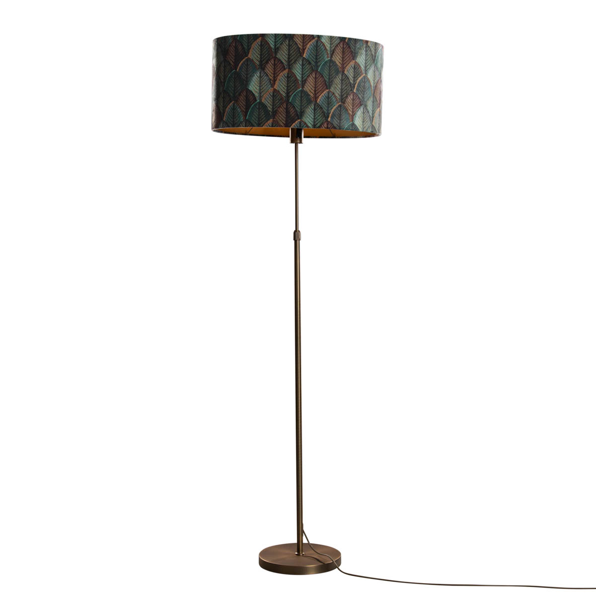 Állólámpa bronz ovális bársony lámpabúrával, levélmintás, 50 cm - Parte