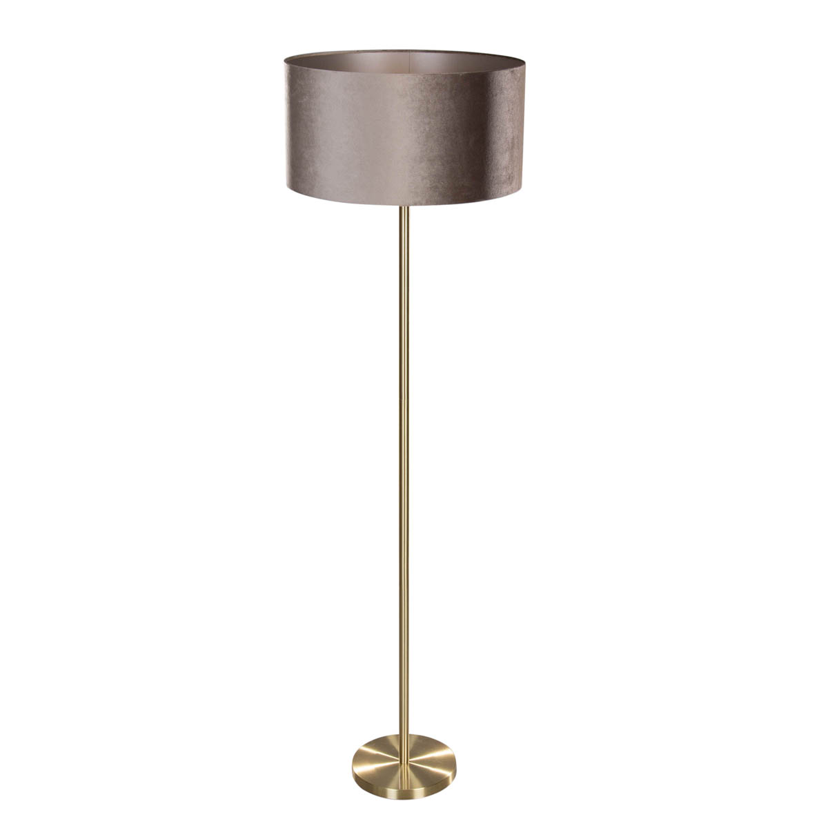 Stojacia lampa mosadz s plyšovým tienidlom taupe 50 cm - Simplo