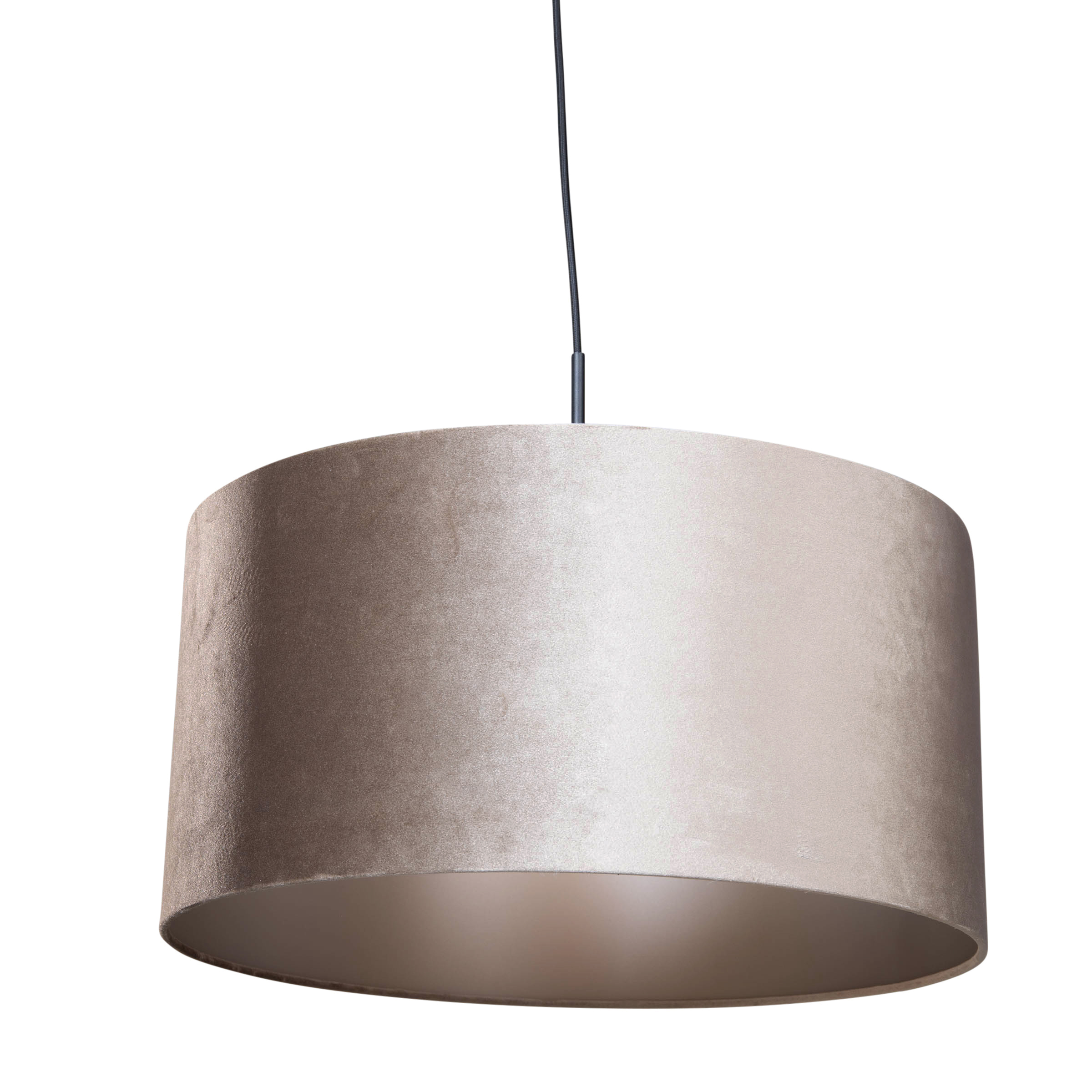 Závesná lampa čierna so zamatovým tienidlom taupe 50cm - Combi 1