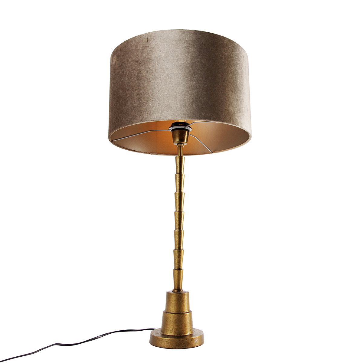 Lámpara de mesa de bronce con pantalla de terciopelo color topo de 35 cm - Pisos