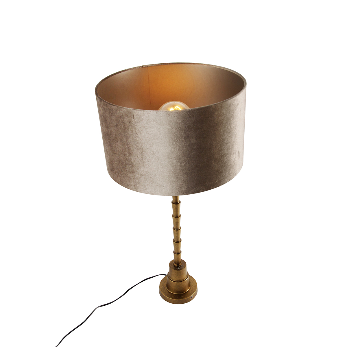 Lámpara de mesa de bronce con pantalla de terciopelo color topo de 35 cm - Pisos