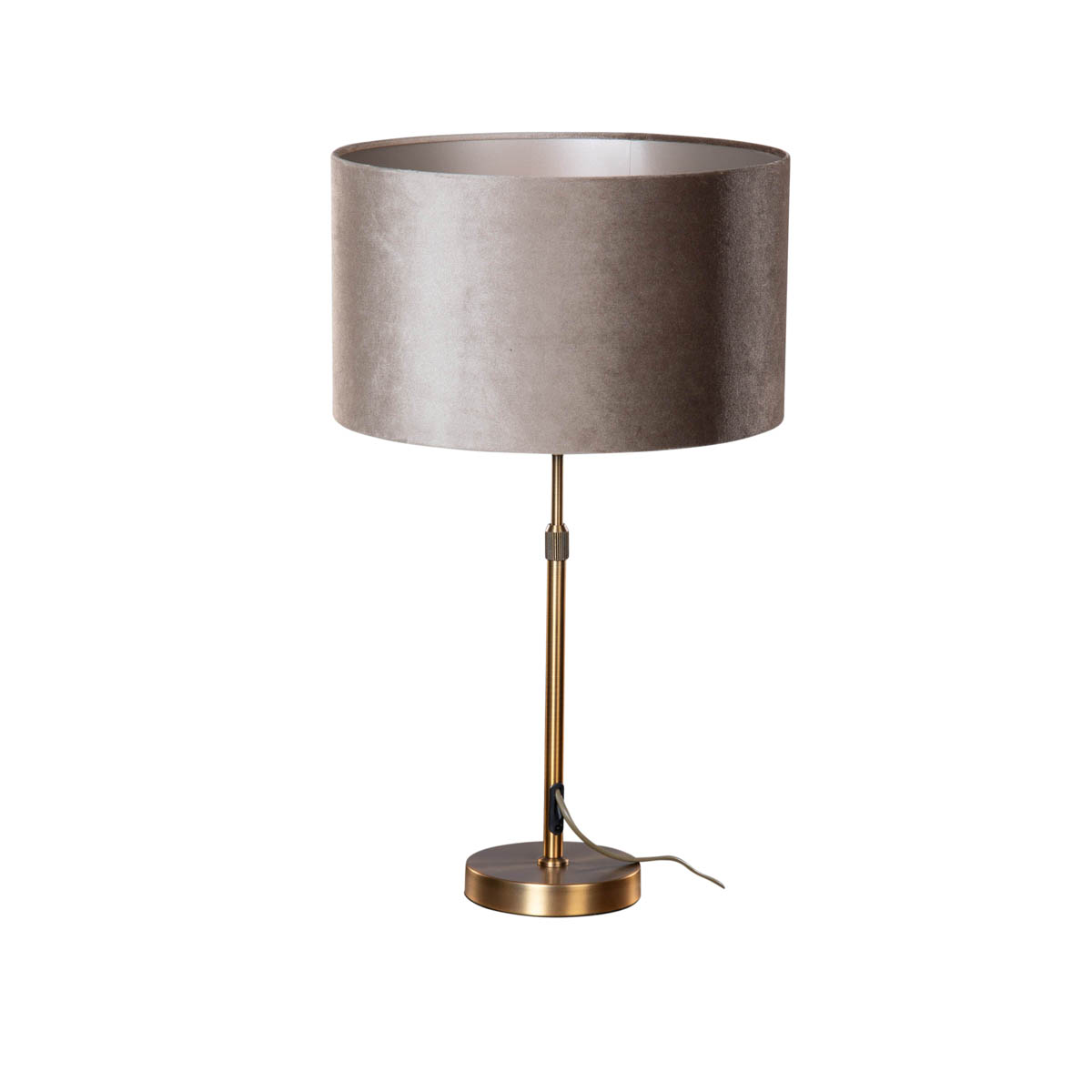 Lampă de masă bronz cu abajur din catifea taupe 35cm - Parte