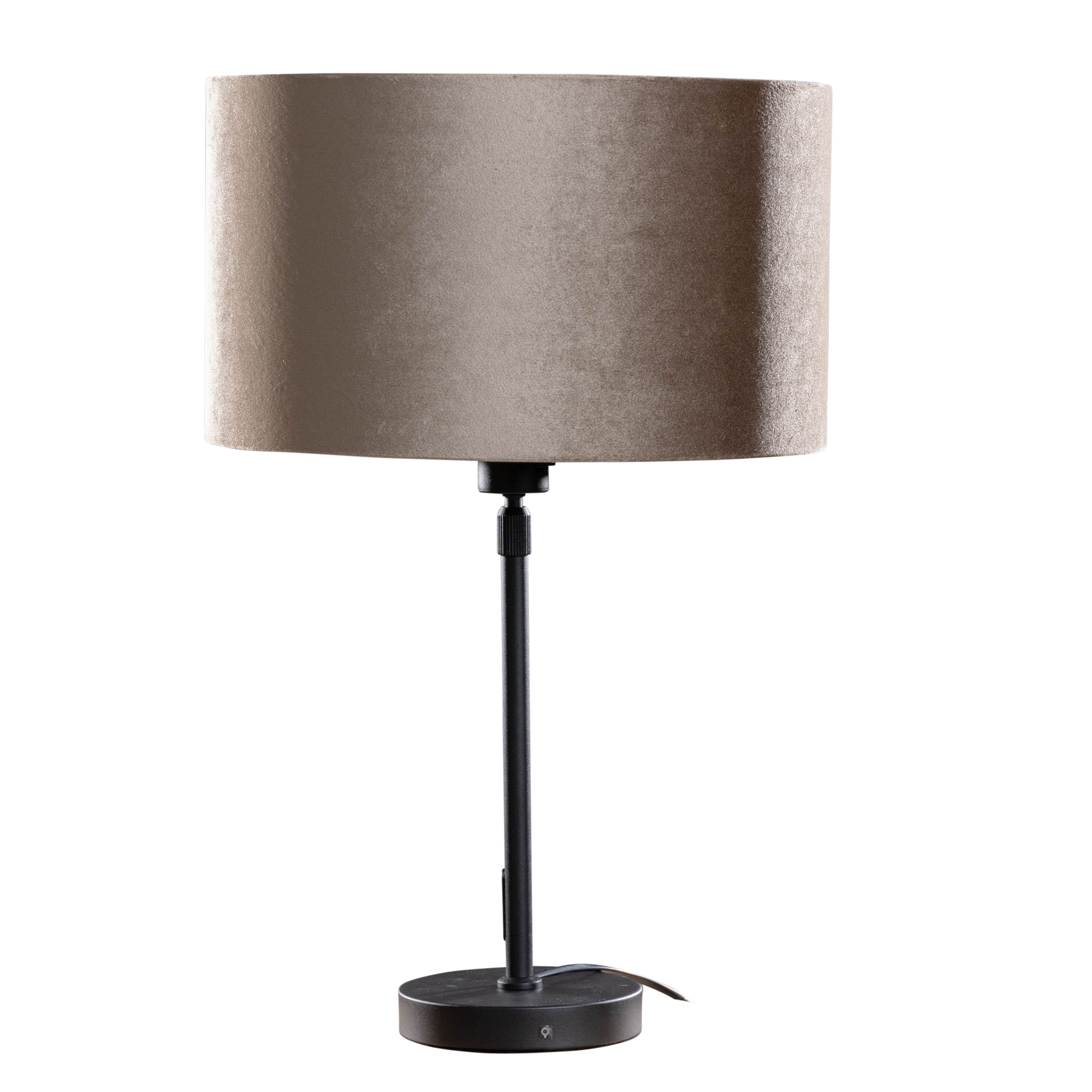 Lampă de masă neagră cu abajur din catifea taupe 35cm - Parte