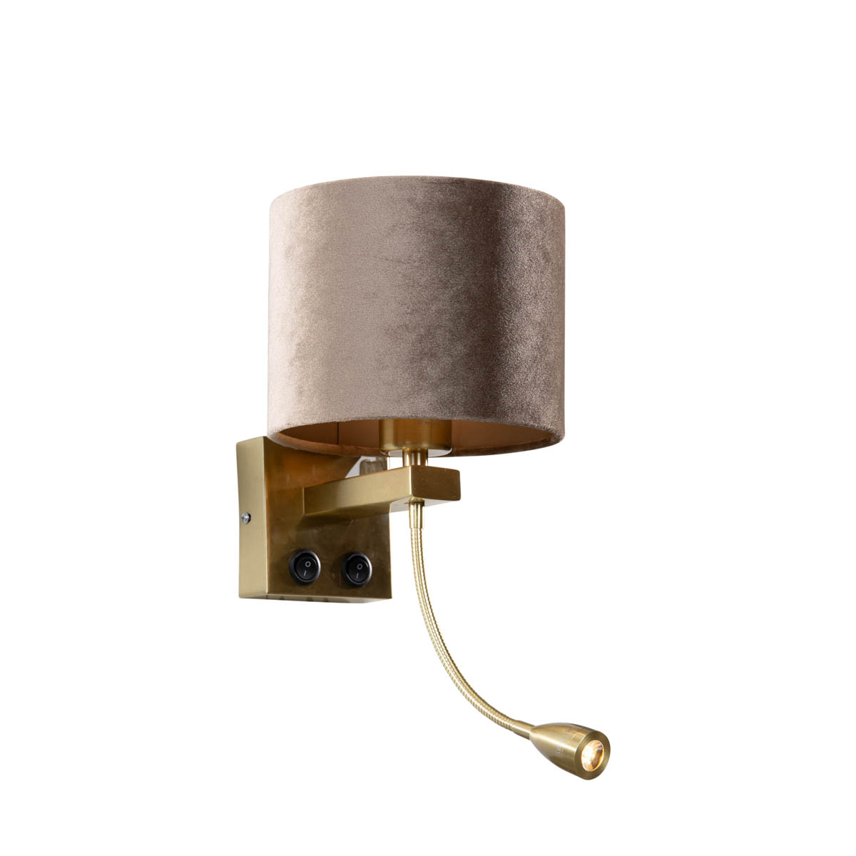 Fali lámpa bronz színű, taupe bársony árnyékkal 18 cm - Brescia Combi