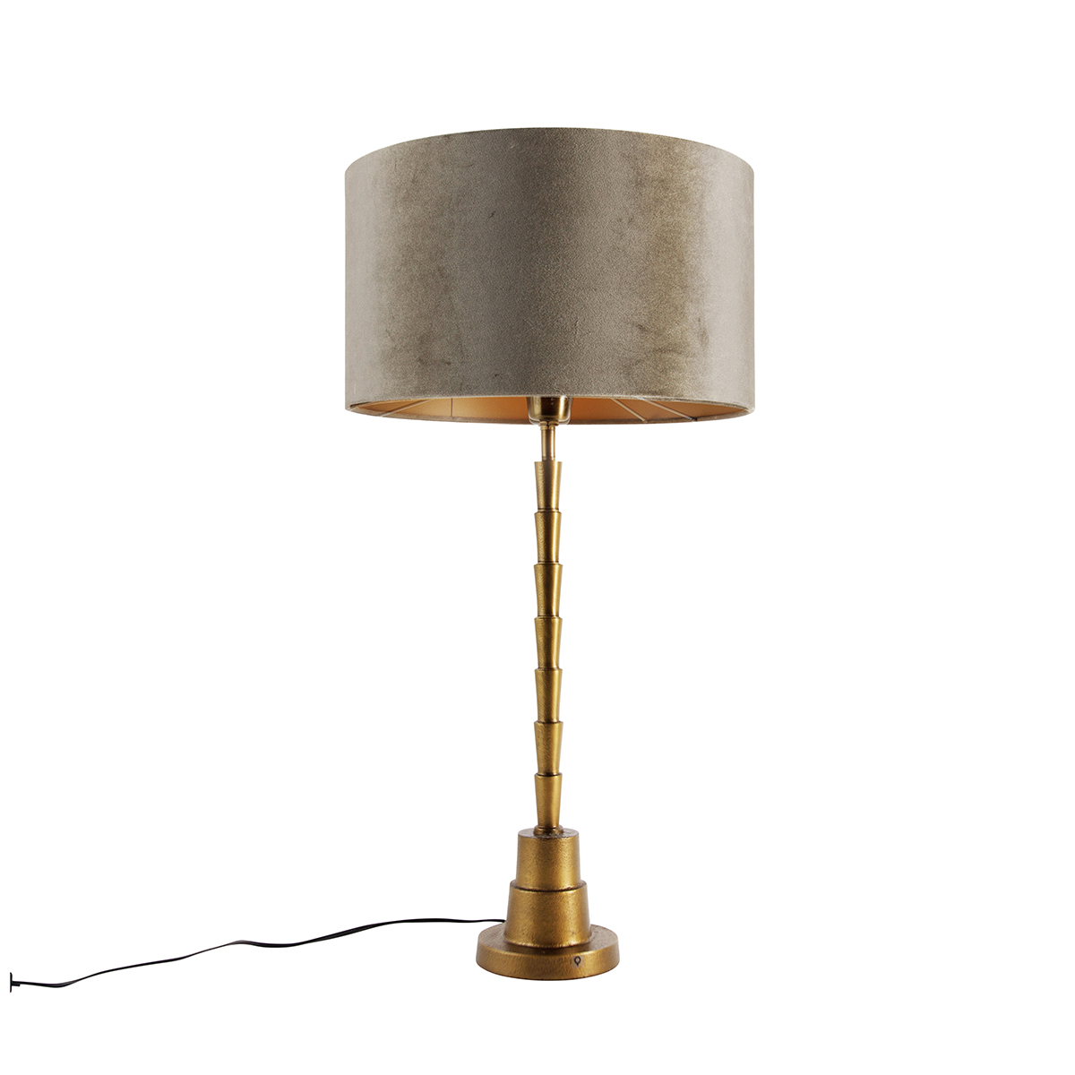 Lampă de masă bronz cu abajur de catifea verde 35cm - Pisos