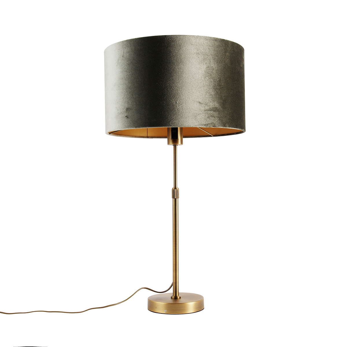 Bronz asztali lámpa zöld bársonyernyővel 35 cm - Parte