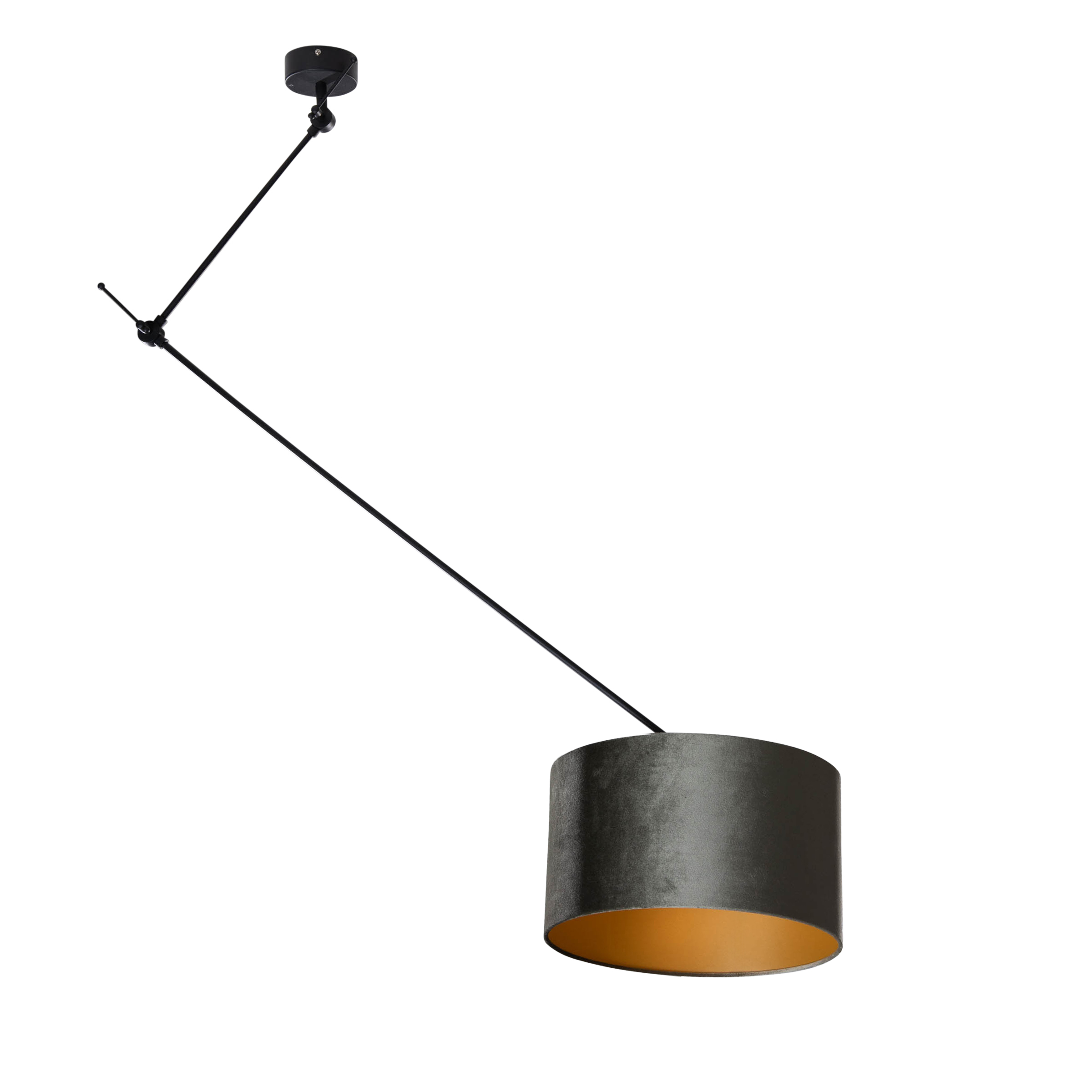 Lampa Suspendată Neagră cu Abajur de Catifea Verde 35cm - Blitz