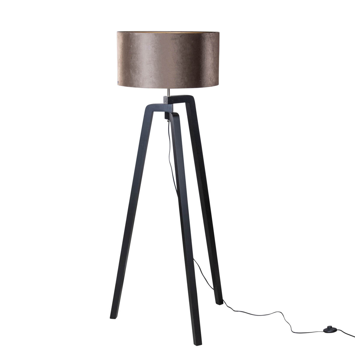 Állólámpa fekete színű, barna bársony lámpabúrával, 50 cm - Puros