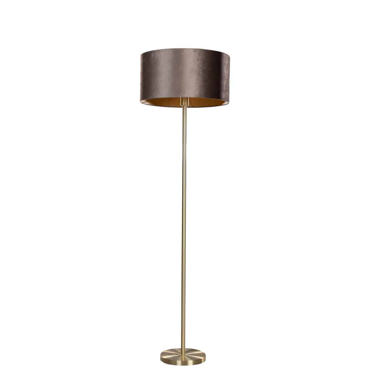 Stojacia lampa mosadz s velúrovým tienidlom hnedá 50 cm - Simplo